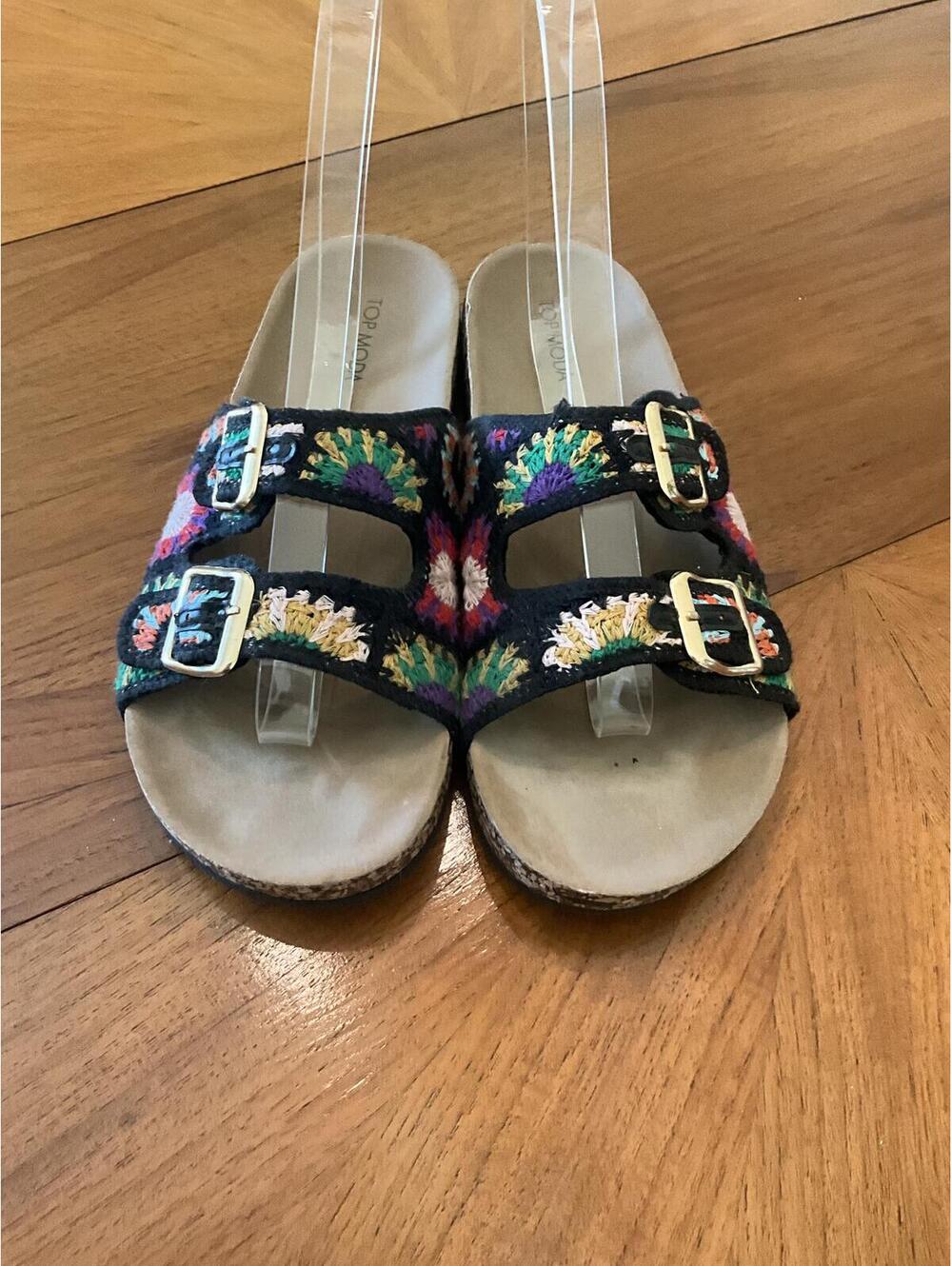 Multicolor Crochet Slip On Sandals